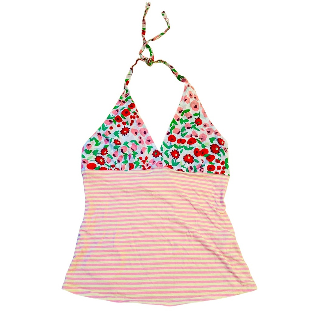 Floral and Striped Halter Top